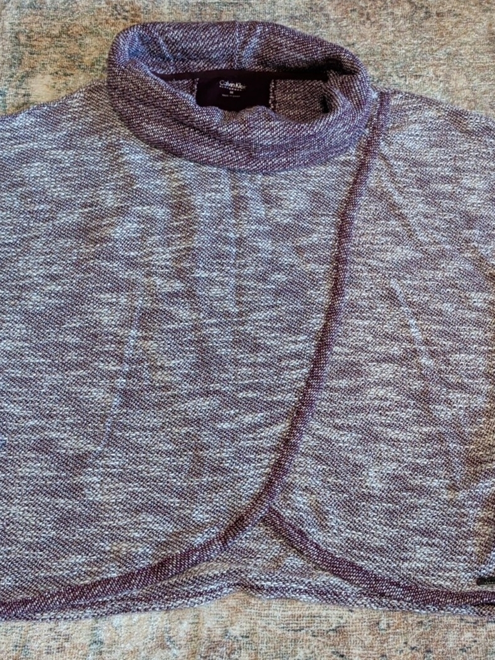 Calvin Klein Heather Purple Mock Neck Knit Sweater